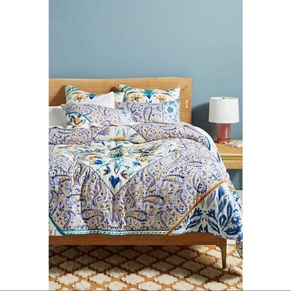 NEW Anthropologie Artisan Quilt Elspeth Hand Stitch Quilted Standard Sham Set 2 - Picture 2 of 2